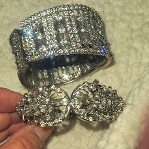 2 vintage rhinestone hinge bracelets